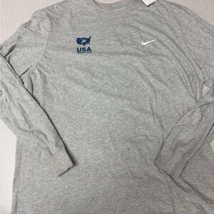 Nike Gray Long Sleeve USA Wrestling Performance Tee